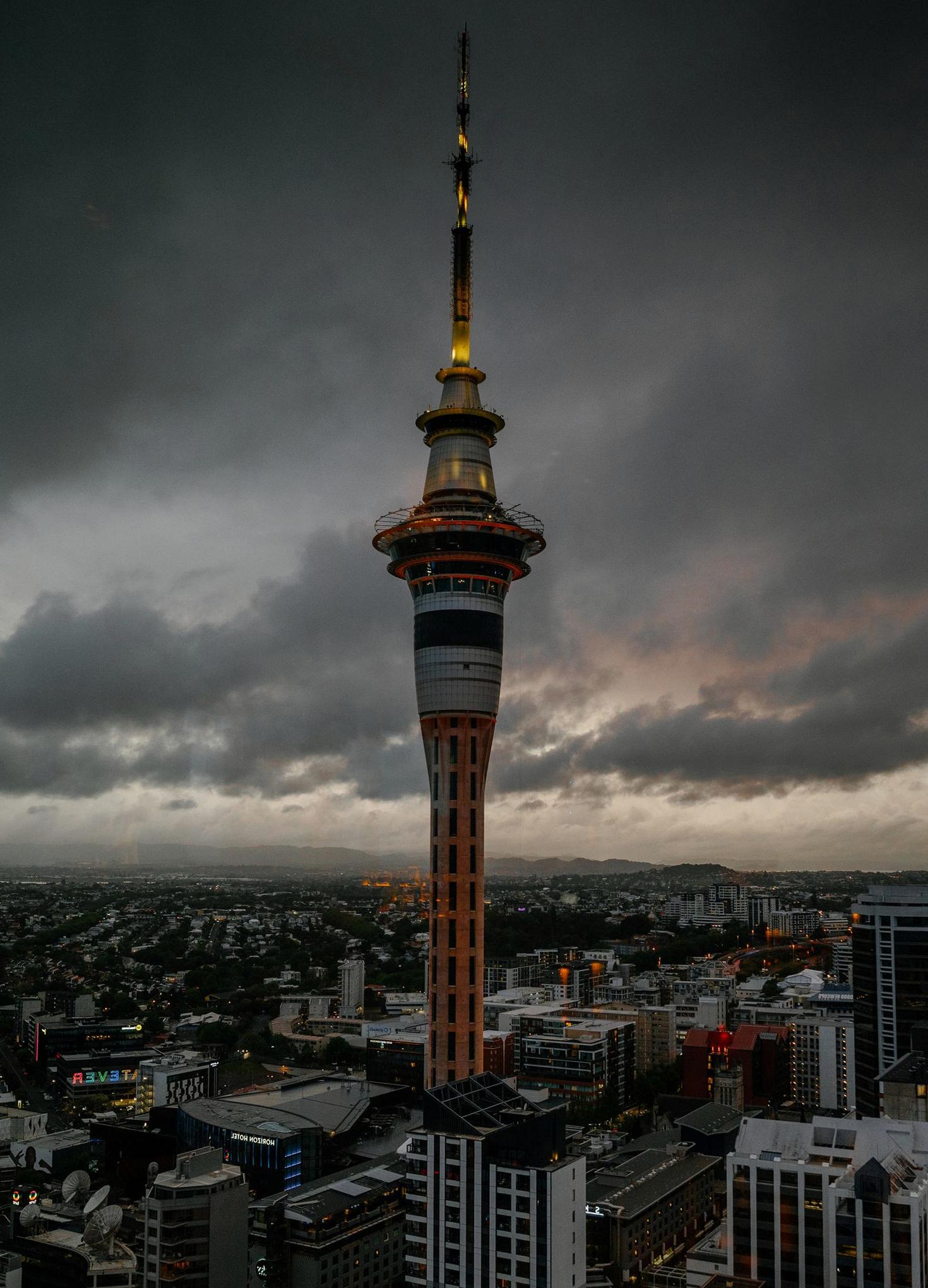 Auckland evening skyline view